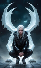 a person sitting on the floor with wings spread