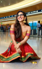 Indian princess at an airport