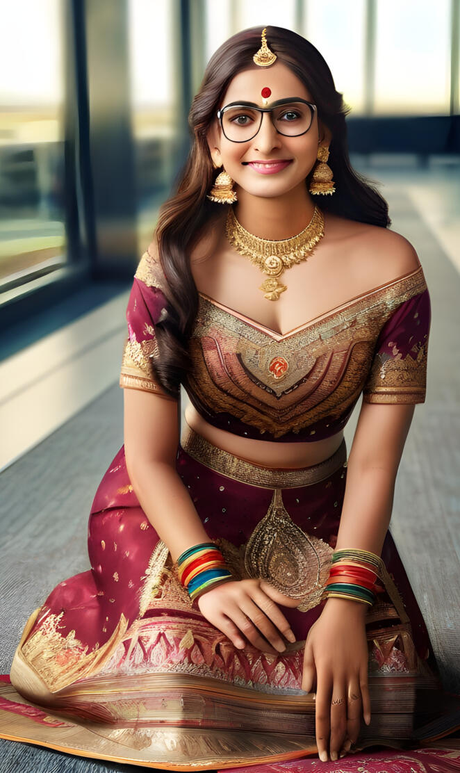 Indian princess at an airport