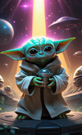 baby Yoda getting taken by aliens
