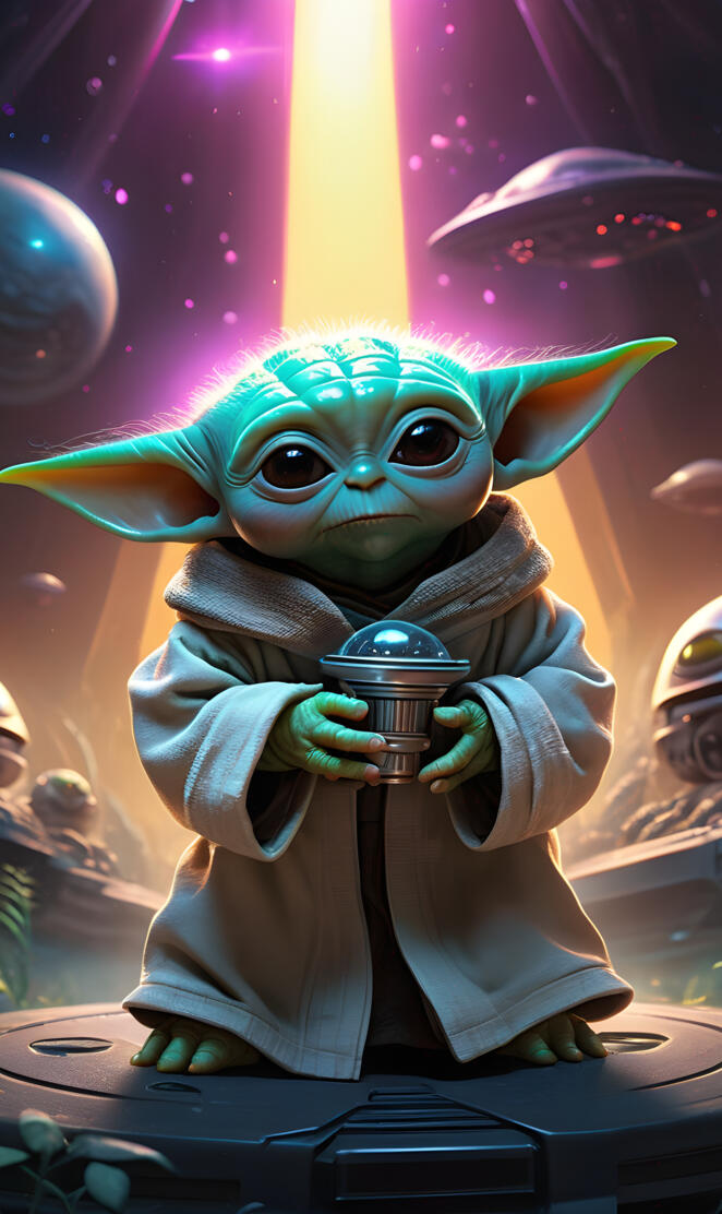 baby Yoda getting taken by aliens