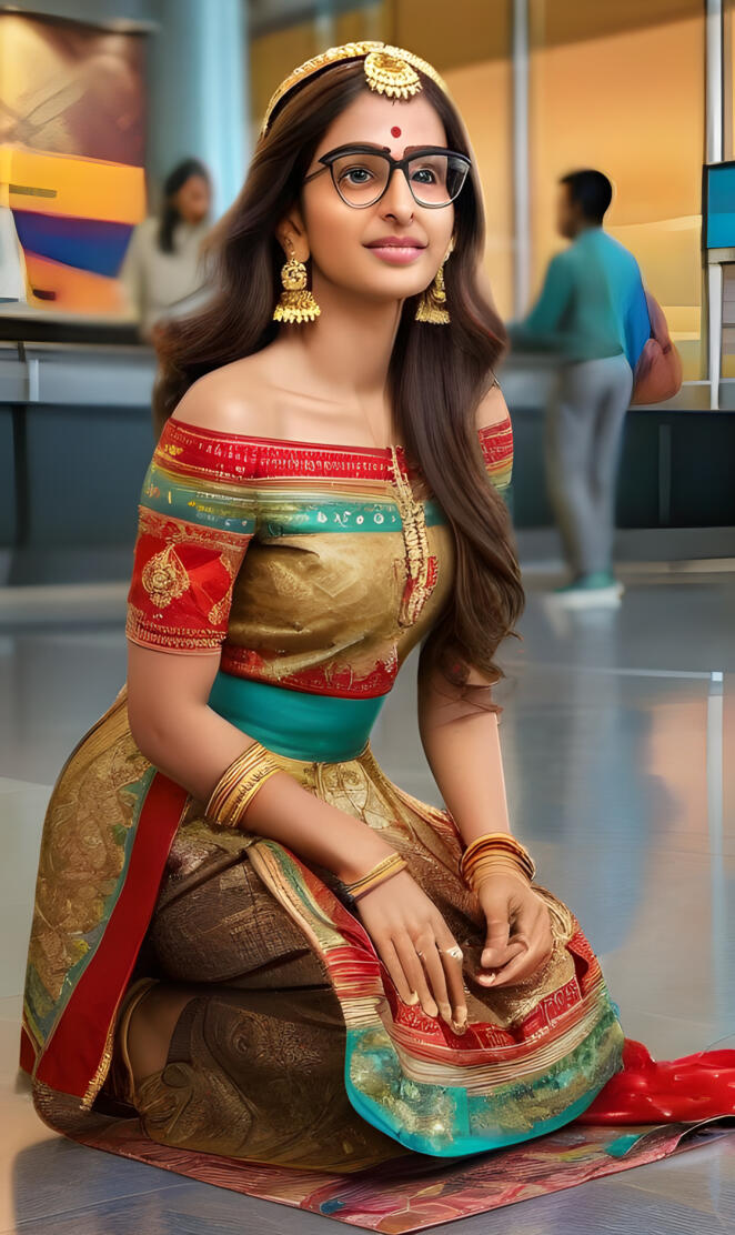 Indian princess at an airport