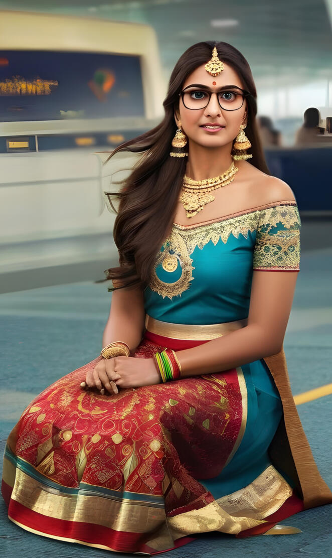 Indian princess at an airport