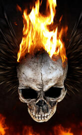 Flaming skull