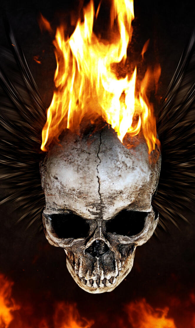 Flaming skull