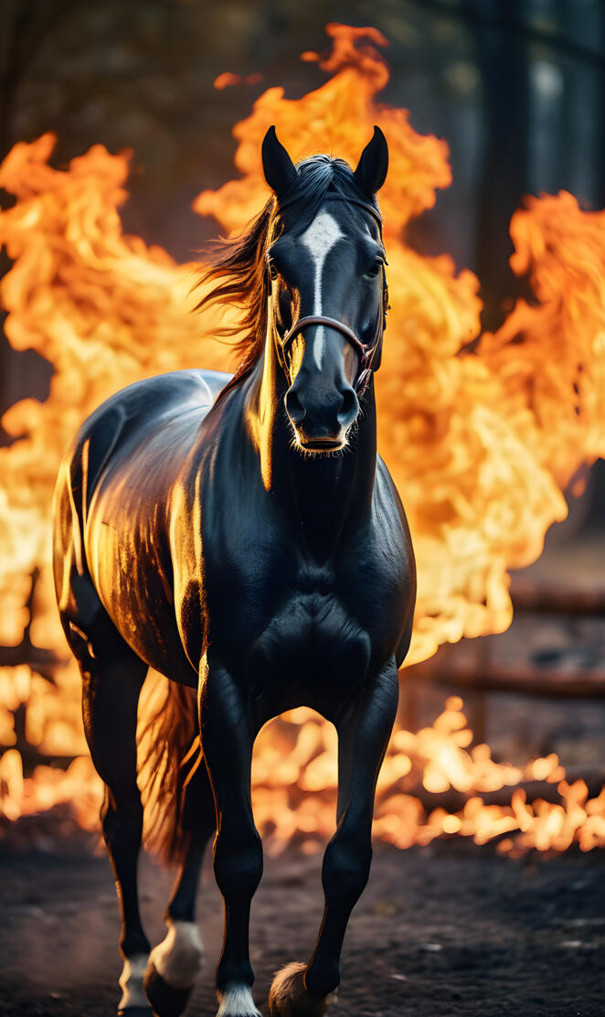 horse with flames