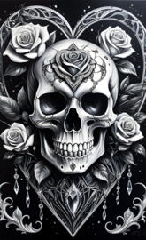 heart darken shape skull