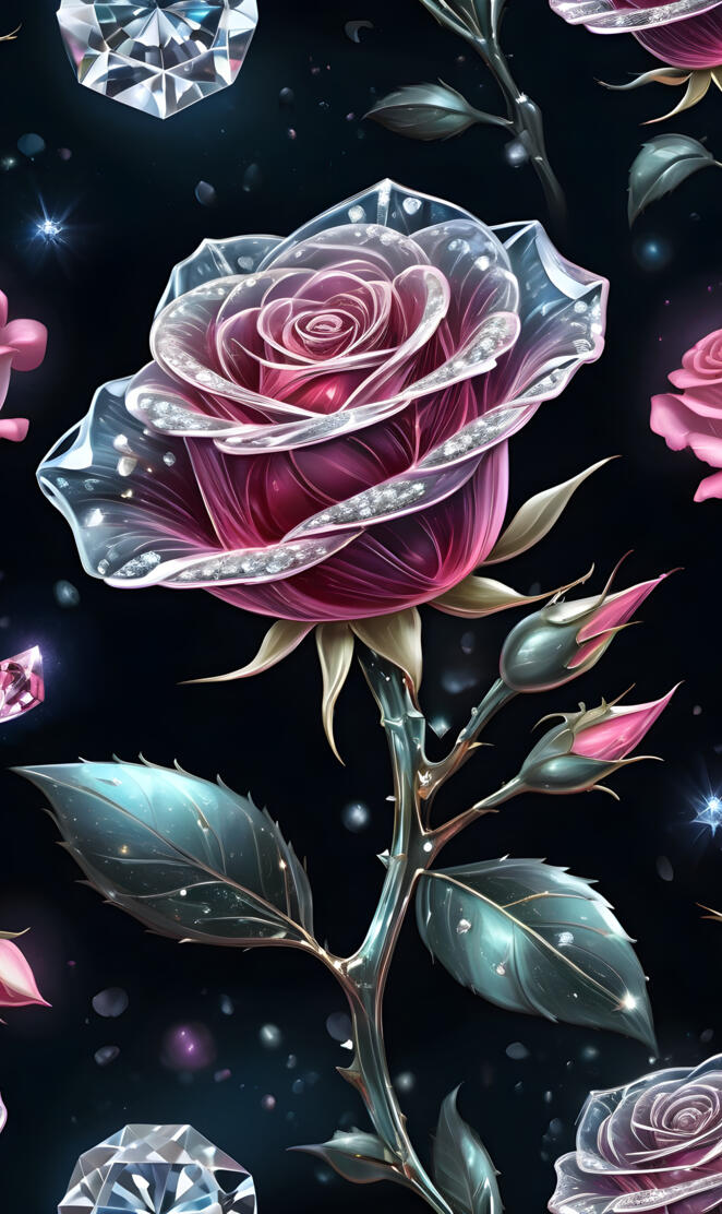 glass rose, pink details