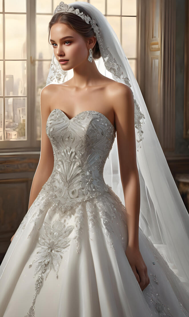 wedding dress strapless with veil