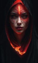 woman's face half veil