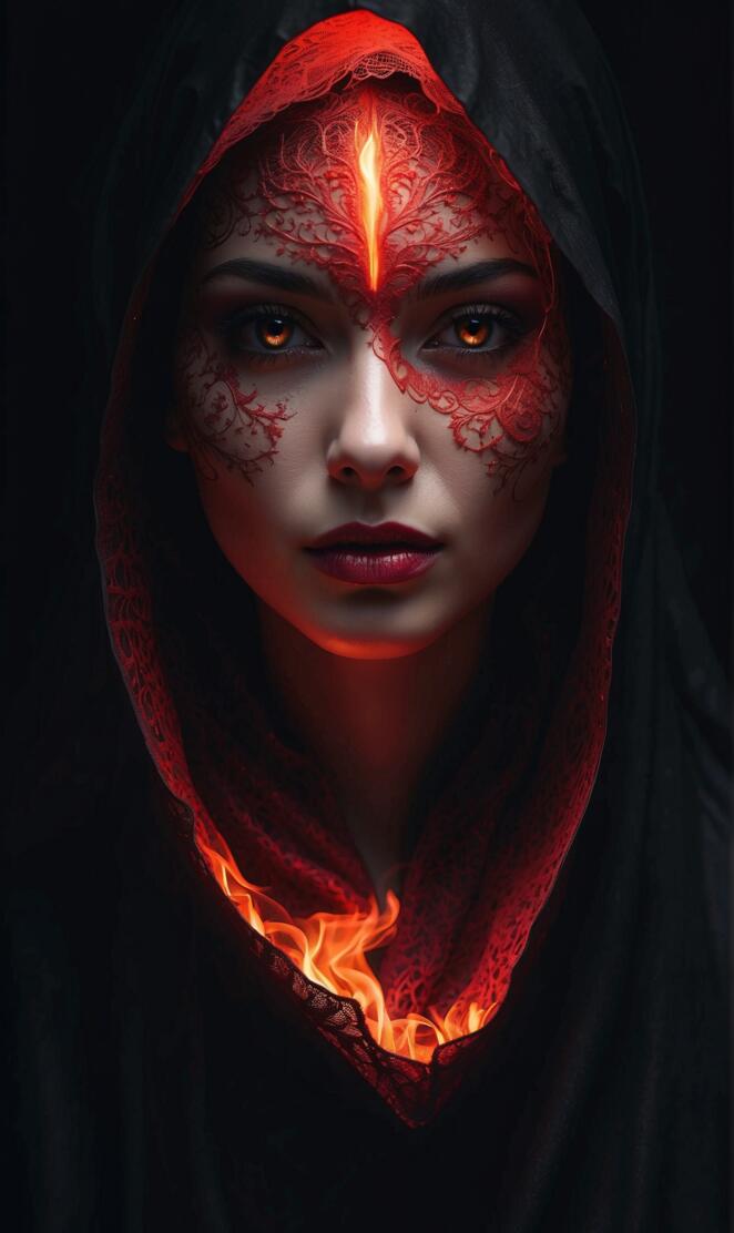 woman's face half veil