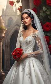 Lady Filippa 2025, bridal, wedding, Mermaid gown, long curly hair,