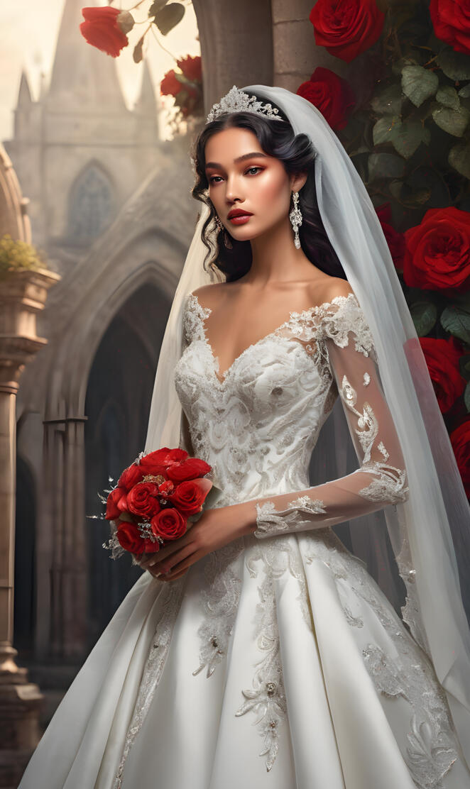 Lady Filippa 2025, bridal, wedding, Mermaid gown, long curly hair,