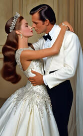 1960s king and queen, husband and wife, man and woman, wedding, lovers