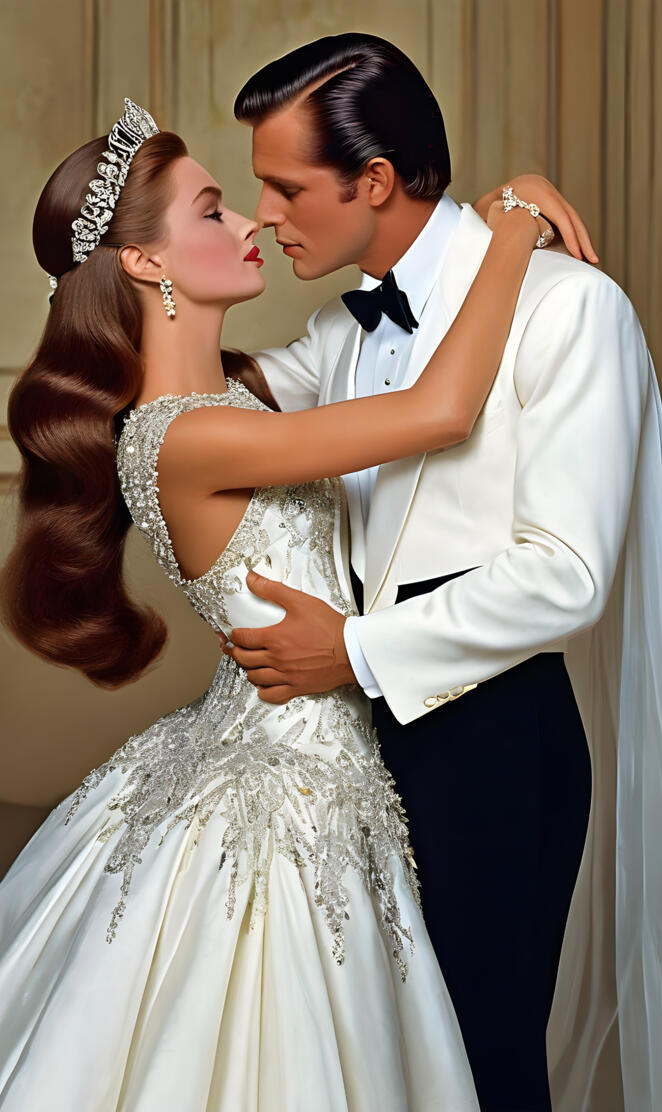 1960s king and queen, husband and wife, man and woman, wedding, lovers