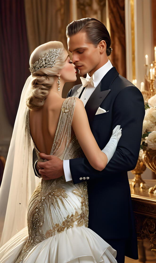 1920s king and queen, husband and wife, man and woman, wedding, lovers