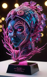 a statue of a person with flowers on their head