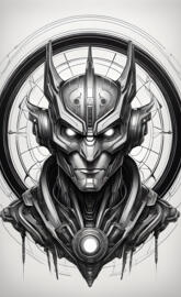 Black and white cyberpunk person