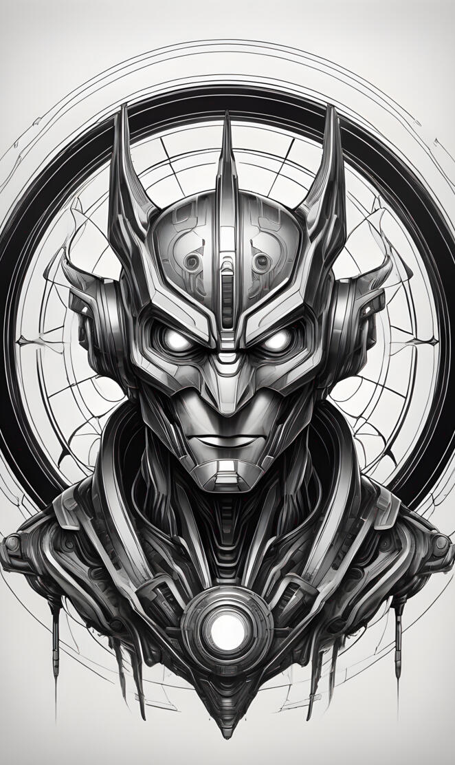 Black and white cyberpunk person