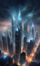 Modern city at night