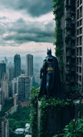 Dark Knight's Vigil: Overlooking the Abandoned City