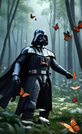 Darth Vader catches butterflies