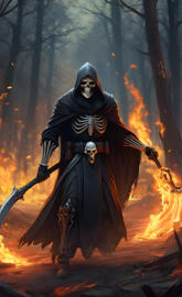 a person in a garment with a sword and shield in the woods