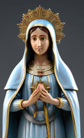 a statue of a person wearing a blue robe and crown