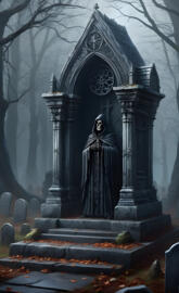 gothic grave stone with grimreaper