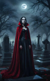 Female vampire in a cloak