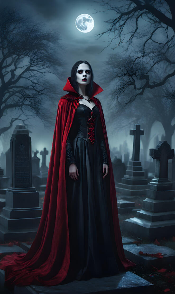 Female vampire in a cloak