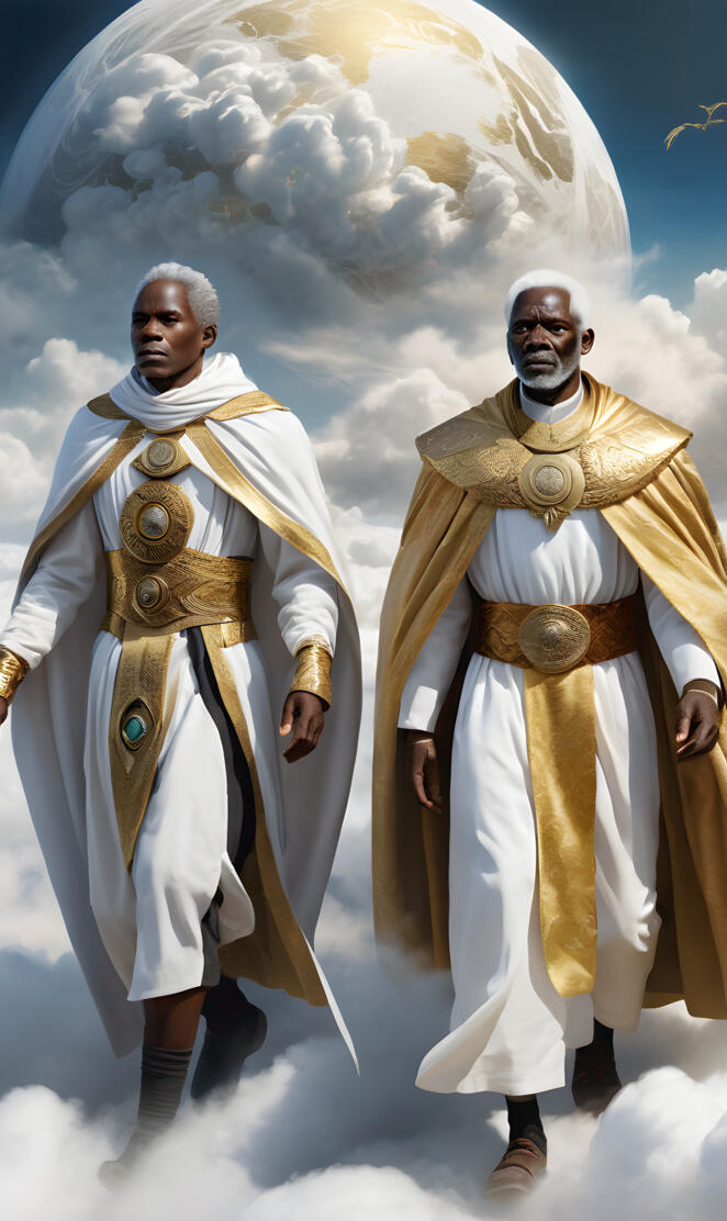 African Ancestors Walking Through the Clouds.