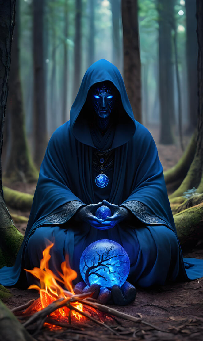 Strange Being in Forest meditate