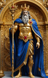Zeus god in gold and sapphire antique french sculpture