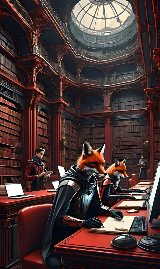 working at the library