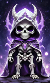 white and purple hoodie skeleton monster