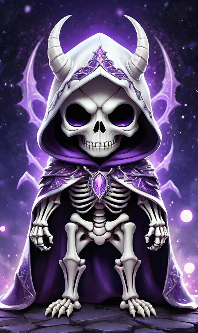 white and purple hoodie skeleton monster