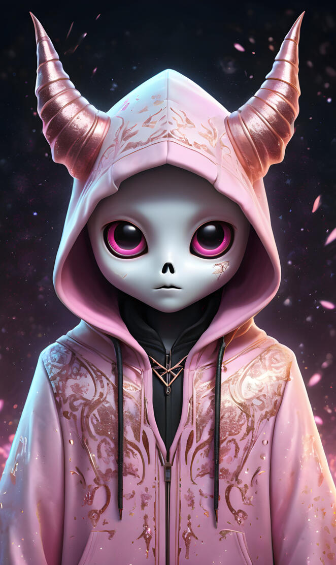 ghost in pink and rose gold hoodie