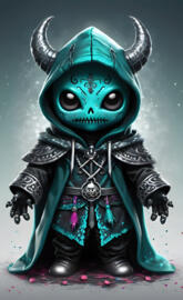 teal and black voodoo demon
