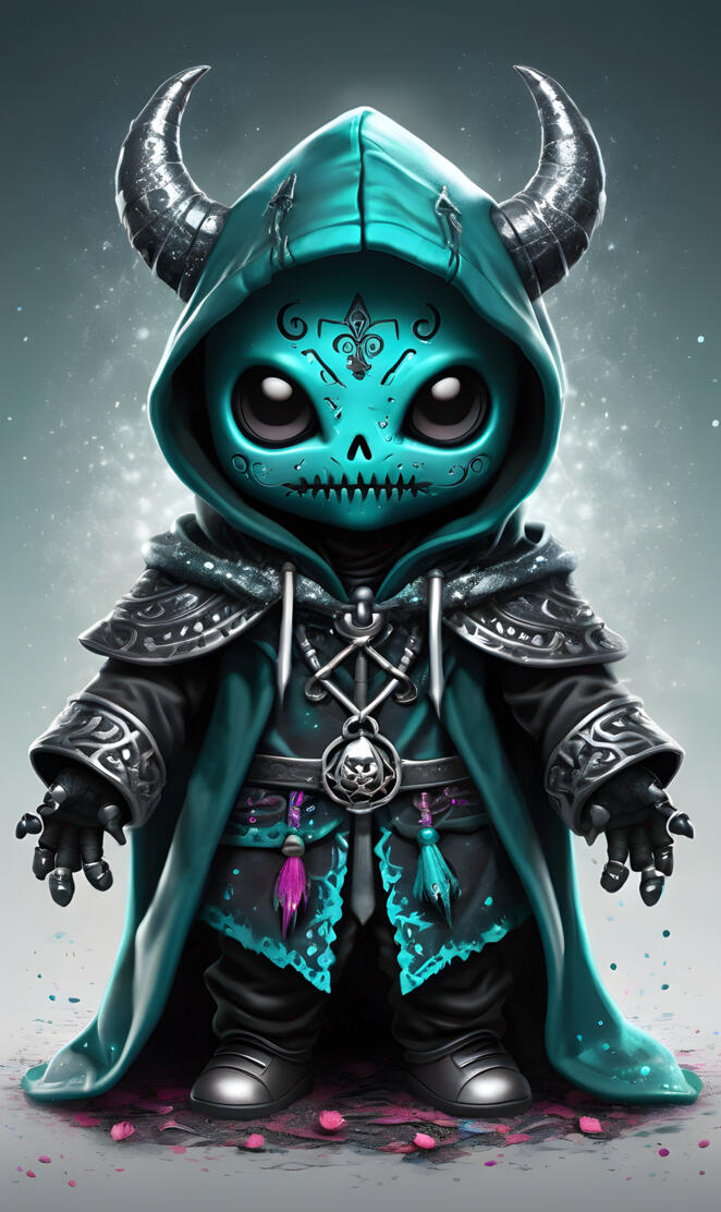 teal and black voodoo demon