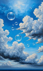 a blue sky with clouds and water