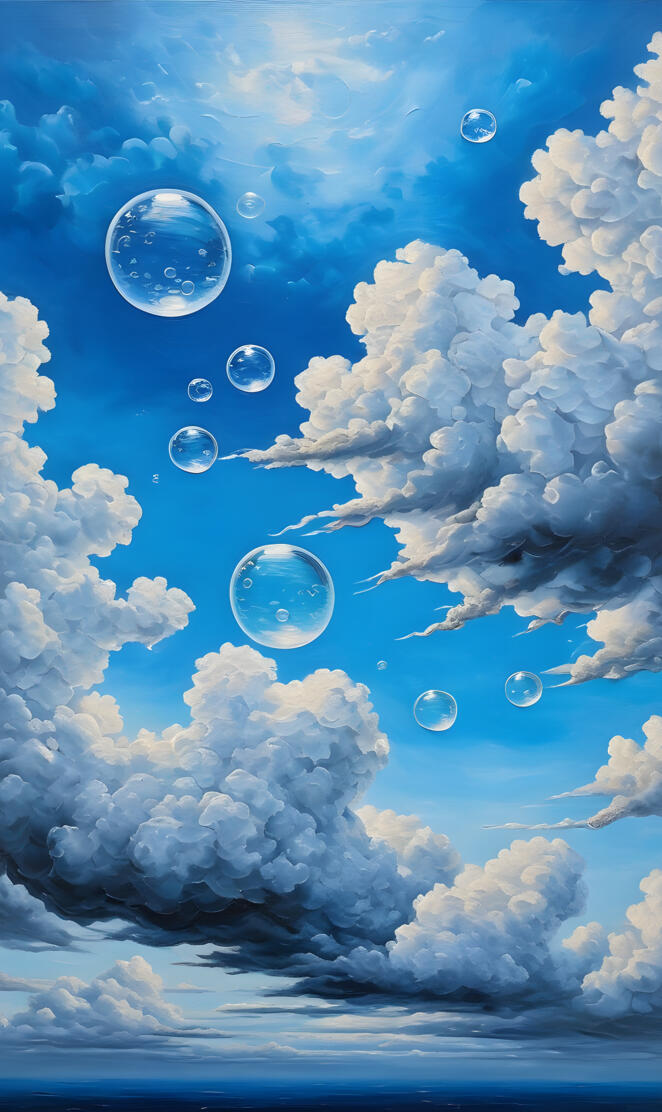 a blue sky with clouds and water