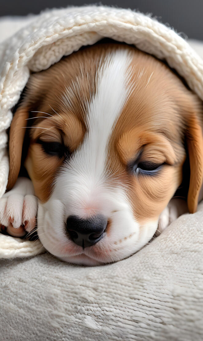 a dog wrapped in a blanket