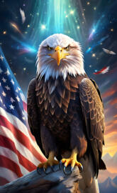 sparkle background with bald eagle and flag