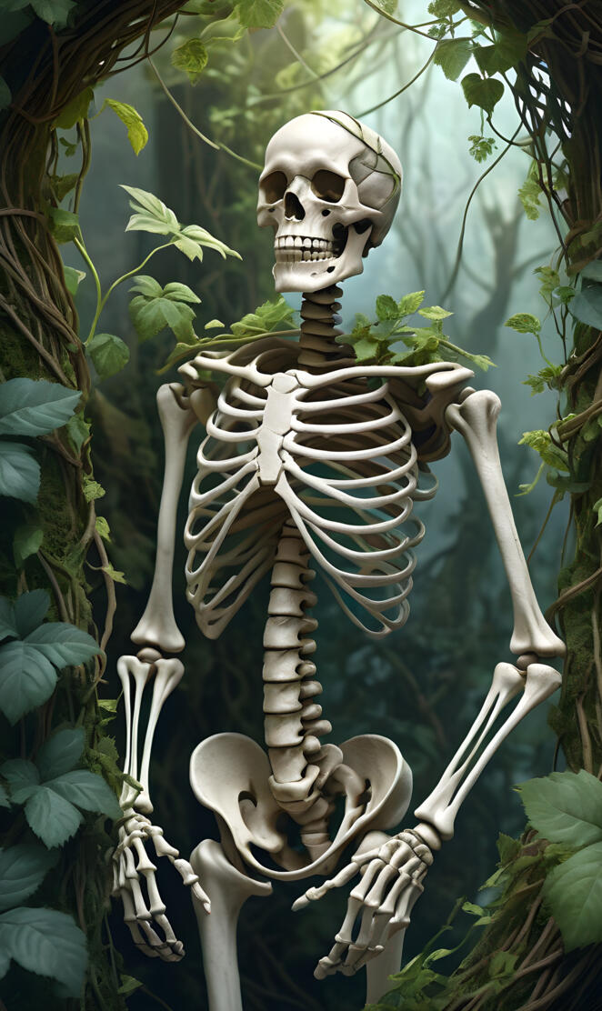 Full Human Skeleton wrapped in vines