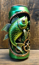 coy fish and beer can