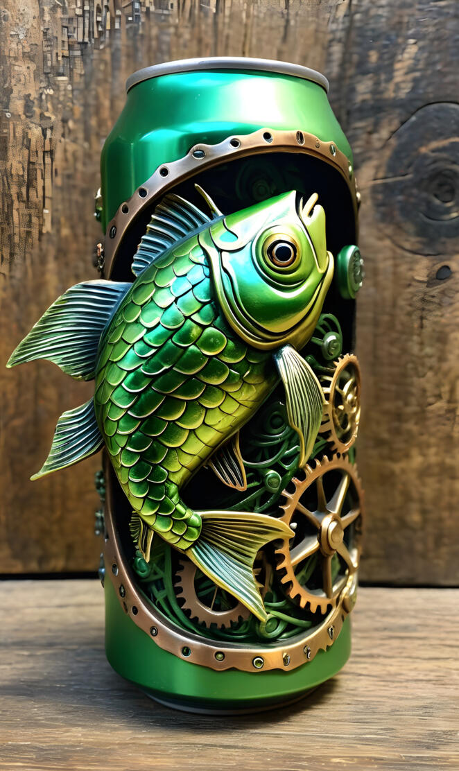 coy fish and beer can