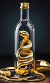 Golden snake 🐍 in a bottle