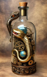 steampunk snake with a bottle 🍼