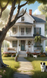 a house with a large front yard